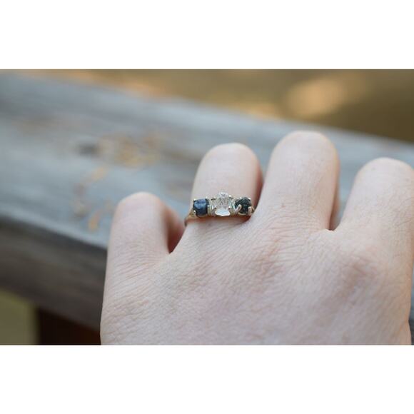Natural Sapphire Ring, raw sapphire ring - Picture 4 of 4